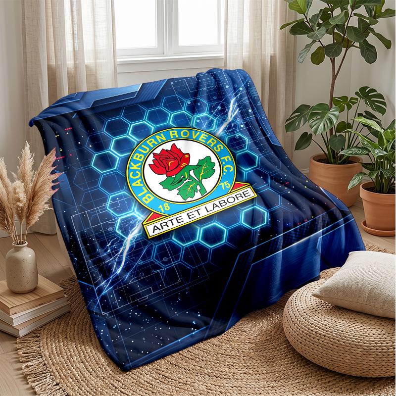 Blackburn Rovers Football Print Flannel Blanket, Soft Warm Lightweight Throw Blanket for Sofa Bed Camping