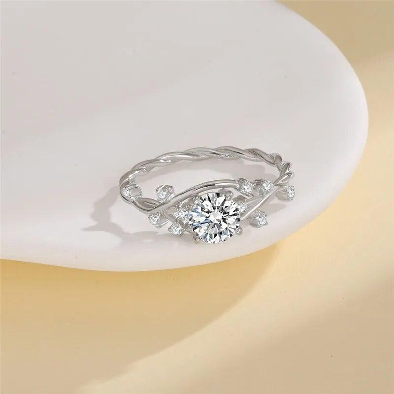 Обручальные кольца из серебра S925, сертифицированный GRA, с муассанитом, 1 карат, кольцо с виноградной лозой, цвет D, бриллиантовое кольцо, женские изысканные ювелирные изделия