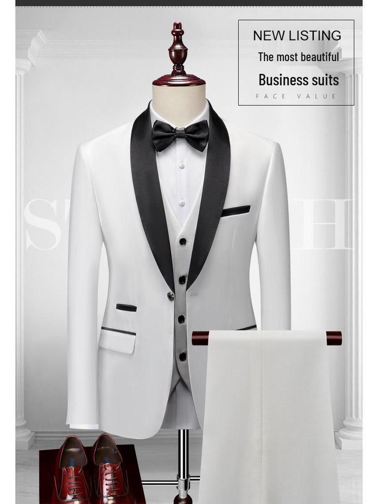 2023 Men's Shawl Collar Tuxedo Three-Piece Suit: Perfect for Grooms, Groomsmen, or Hosting