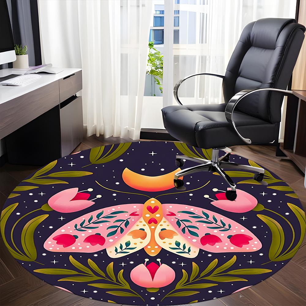 1pc Mothing Flowers Office Round Area Rug,  Mat Suitable For Office, Under Office Chairs Bedroom Living Room Home Decor, Room Deco