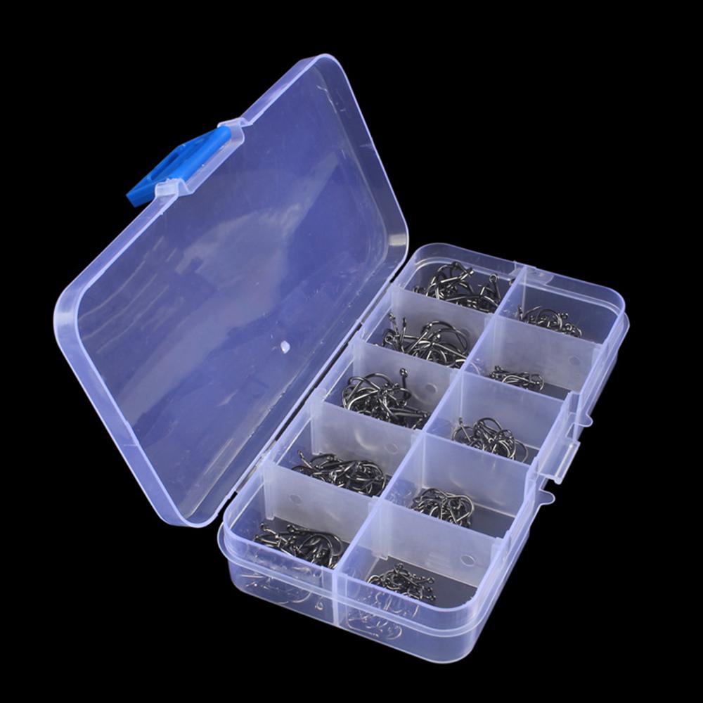 Fishhooks Fish Hooks with Barbs 10 Sizes Carbon Steel Fishing Hooks with Portable Storage Box