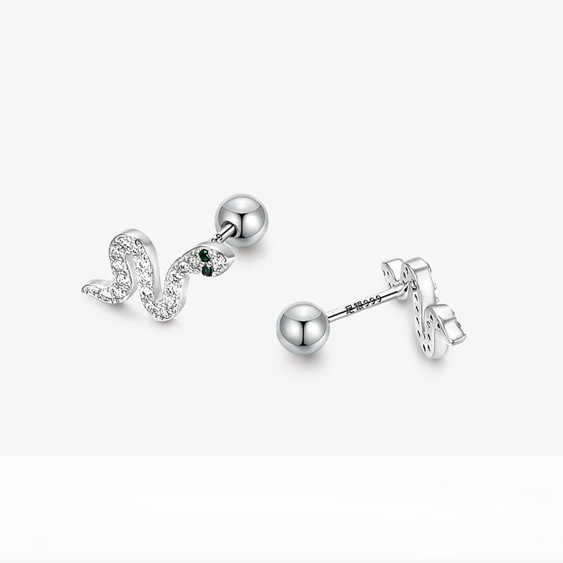 Инкрустированные бриллиантами змеиные винты-уши, косточки для ушей маленьких животных, гвозди, проколы ушей, украшение для ушей «Свежий ветер»