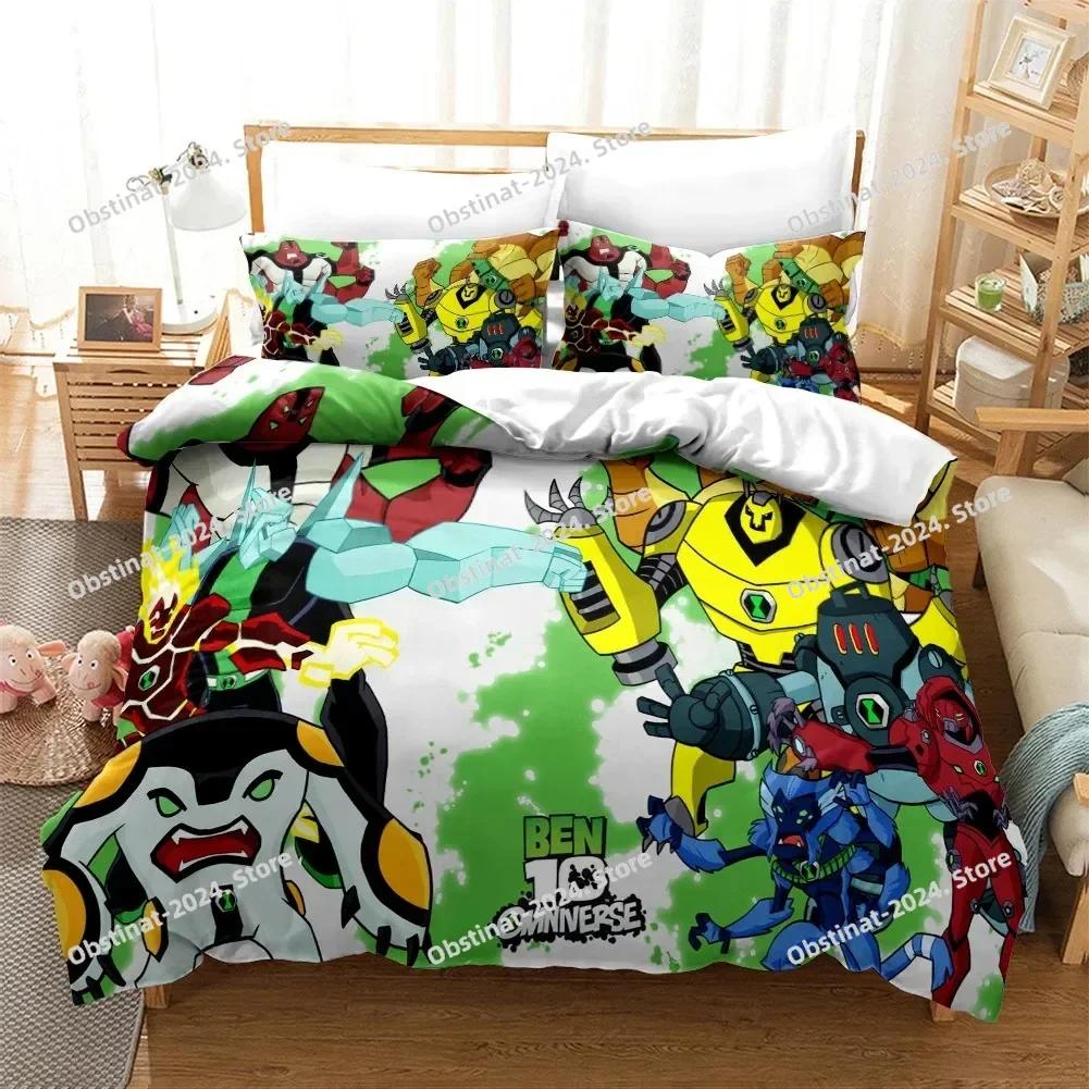 3D Cartoon Ben10 Bedding Set Print Bed Set With Pillowcase Bed Duvet Cover Soft Single Double Queen Super King Size Home Textile