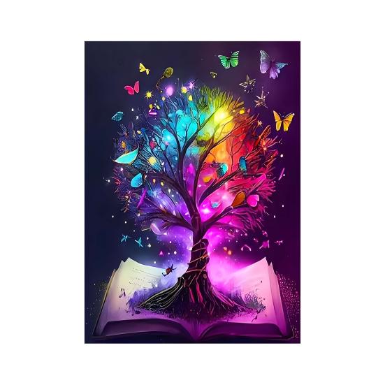 Картина со стразами 5D Дерево Луна Пейзаж Полная дрель Блестящие стразы Вышивка Красочные DIY Художественные ремесла Ручная работа Украшение стен дома Горный хрусталь