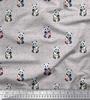 Gray Japan Crepe Satin Fabric Bottle & Panda Dots Print Fabric by the Metre 42 Inch