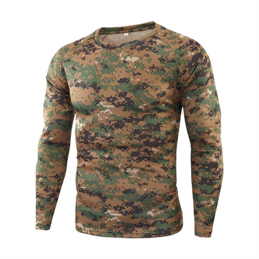 Spring and Autumn Outdoor Python Print 3D Jungle Camouflage Training Clothing Crewneck T Shirt Men's Loose Long Sleeves