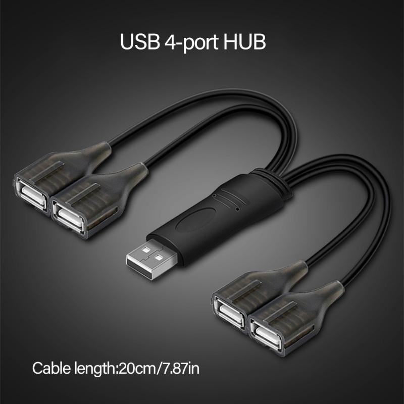 4-в-1 USB Y-разветвитель Кабель-разветвитель питания USB Кабель-разветвитель USB2.0 Male на 4 USB Female Передача данных Зарядка