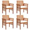 5 Piece Garden Dining Set with Cushions Solid Acacia Wood