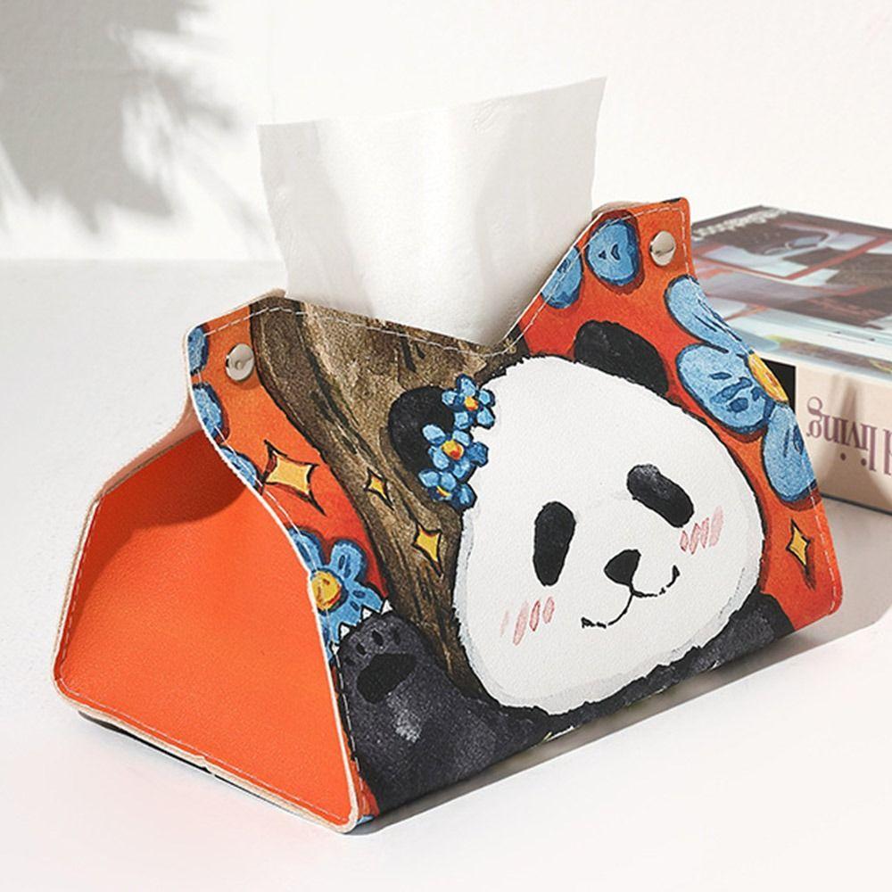 Коробка для салфеток Panda Car, настольный держатель для салфеток, чехол, ящик для хранения, настольный контейнер для салфеток из искусственной кожи, ванная комната, домашний декор