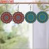Red/Green Bohemian Mandala Acrylic Earrings for Women Colorful Fashion Earrings Novel and Elegant Earring Jewelry for Holiday Party