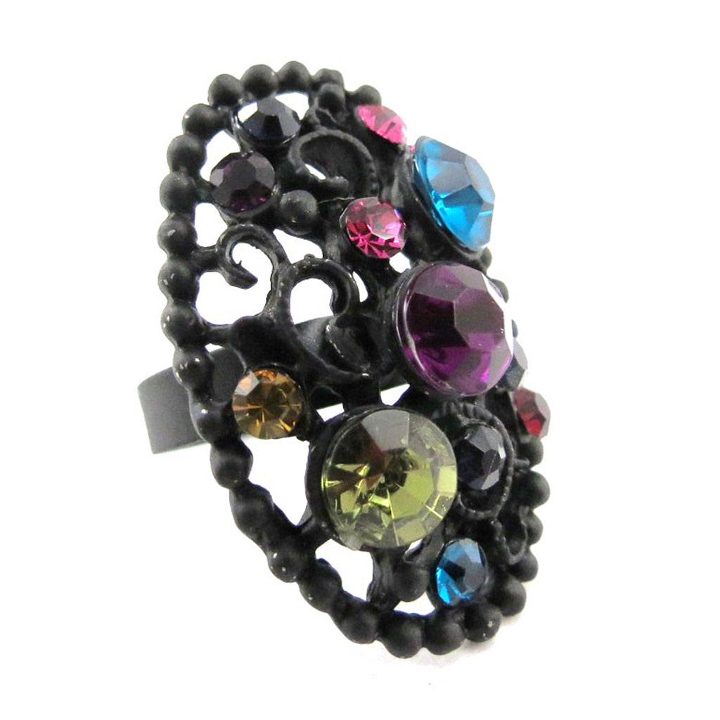 Les Trésors De Lily [J2042] - Дизайнерское кольцо "Сисси" черное разноцветное
