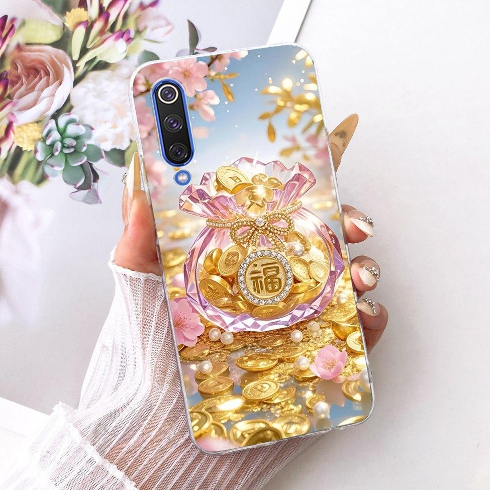 Transparent Cover For Xiaomi Mi 9 SE Case Cute Cat Luxury Fashion Butterfly Funny Painted Casing M1903F2G