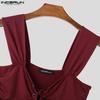INCERUN Summer Men Strap Sleeveless Rumple Bandage Party Fitted Tank Tops