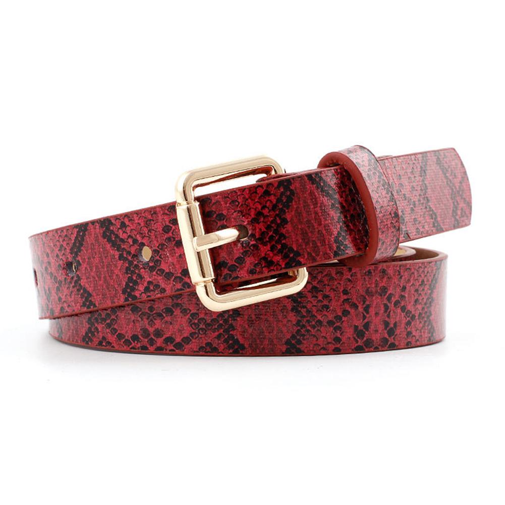 Women Fashion Retro Style All Match Snakeskin Printing Thin Waist Belt