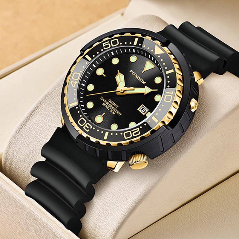 LIGE Модные мужские часы 50M Водонепроницаемые светящиеся спортивные наручные часы Кварцевые часы с вращающимся безелем и автоматической датой