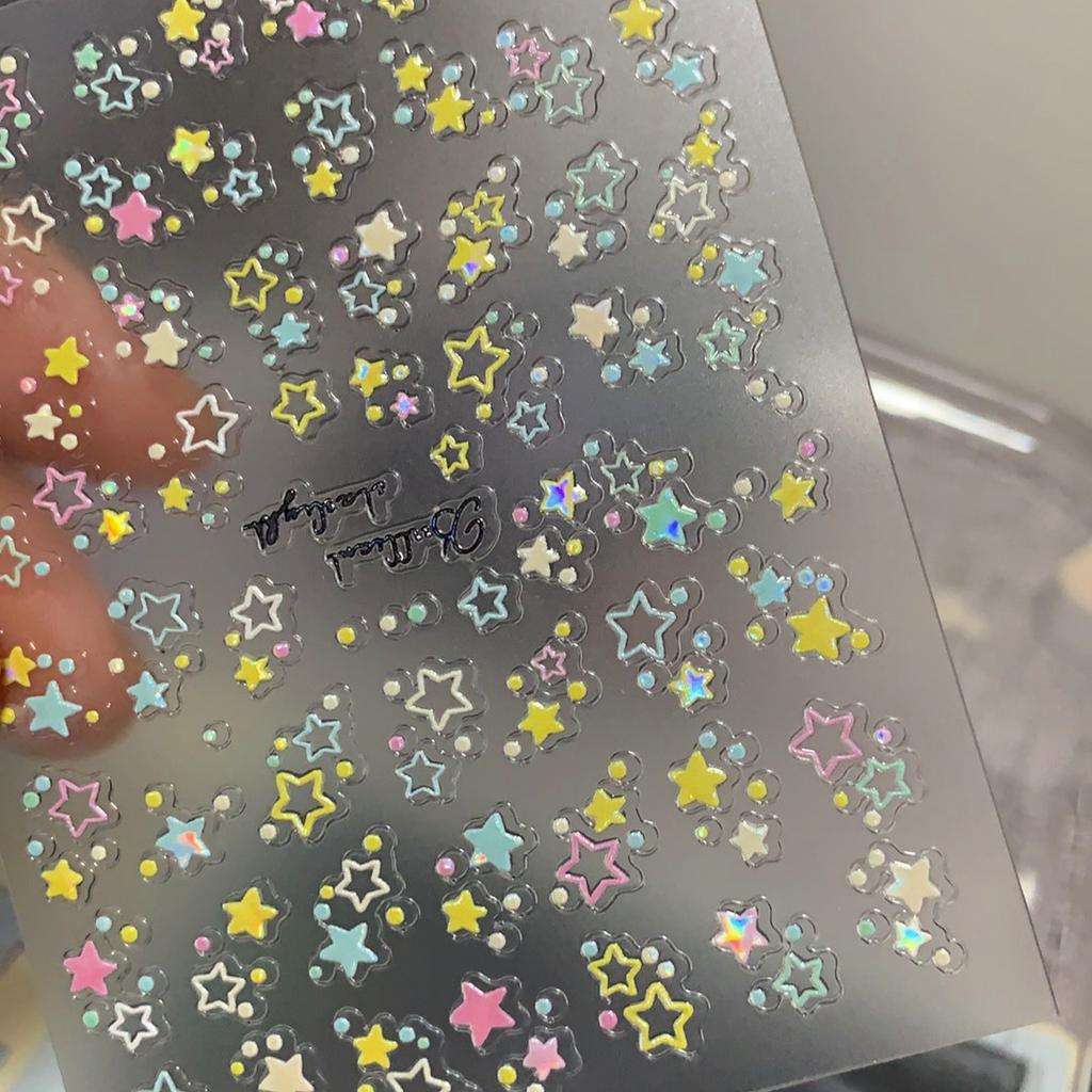 1/4pcs ins Cute Colorful Star Stickers Kpop Toploader Decorative Stickers for Scrapbooking Journal Stationery