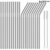 20Pcs 10.5 Inch Drinking Straws Reusable Straws Set 25cm Super Long 304 Stainless Steel Straws for Bar Cocktail Metal Straw