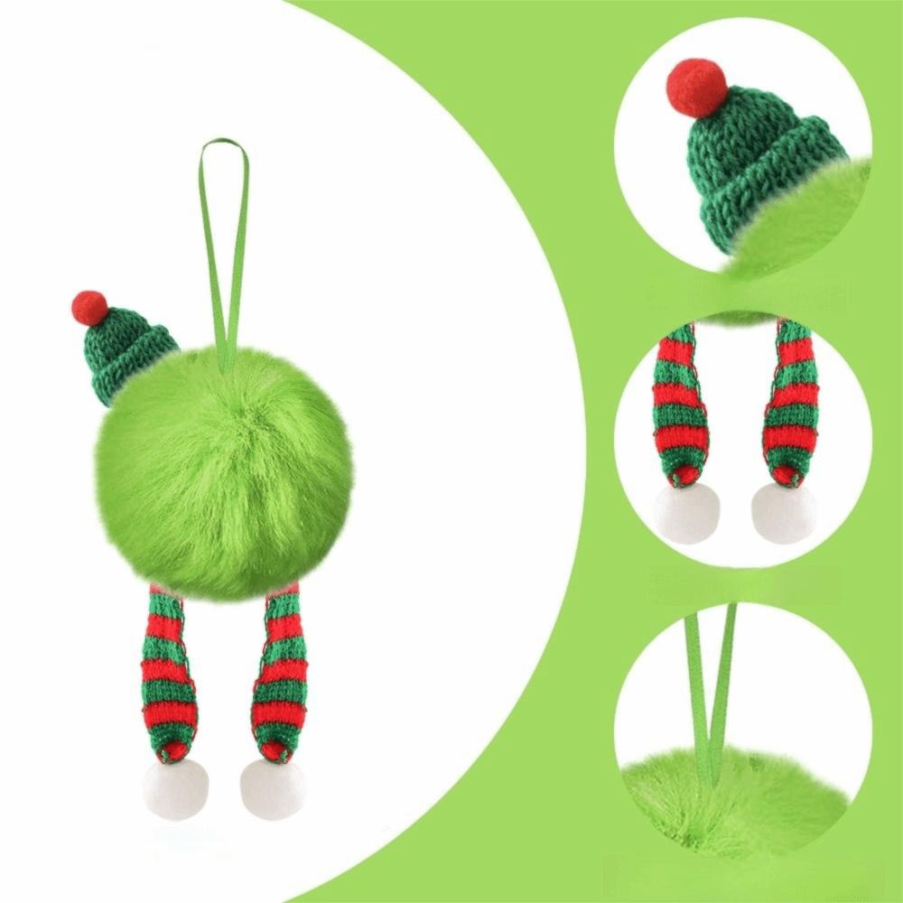 Furry Christmas Ball Lime Green DIY Christmas Tree Decoration Ball 6cm with Bow Christmas Hanging Decorations Navidad