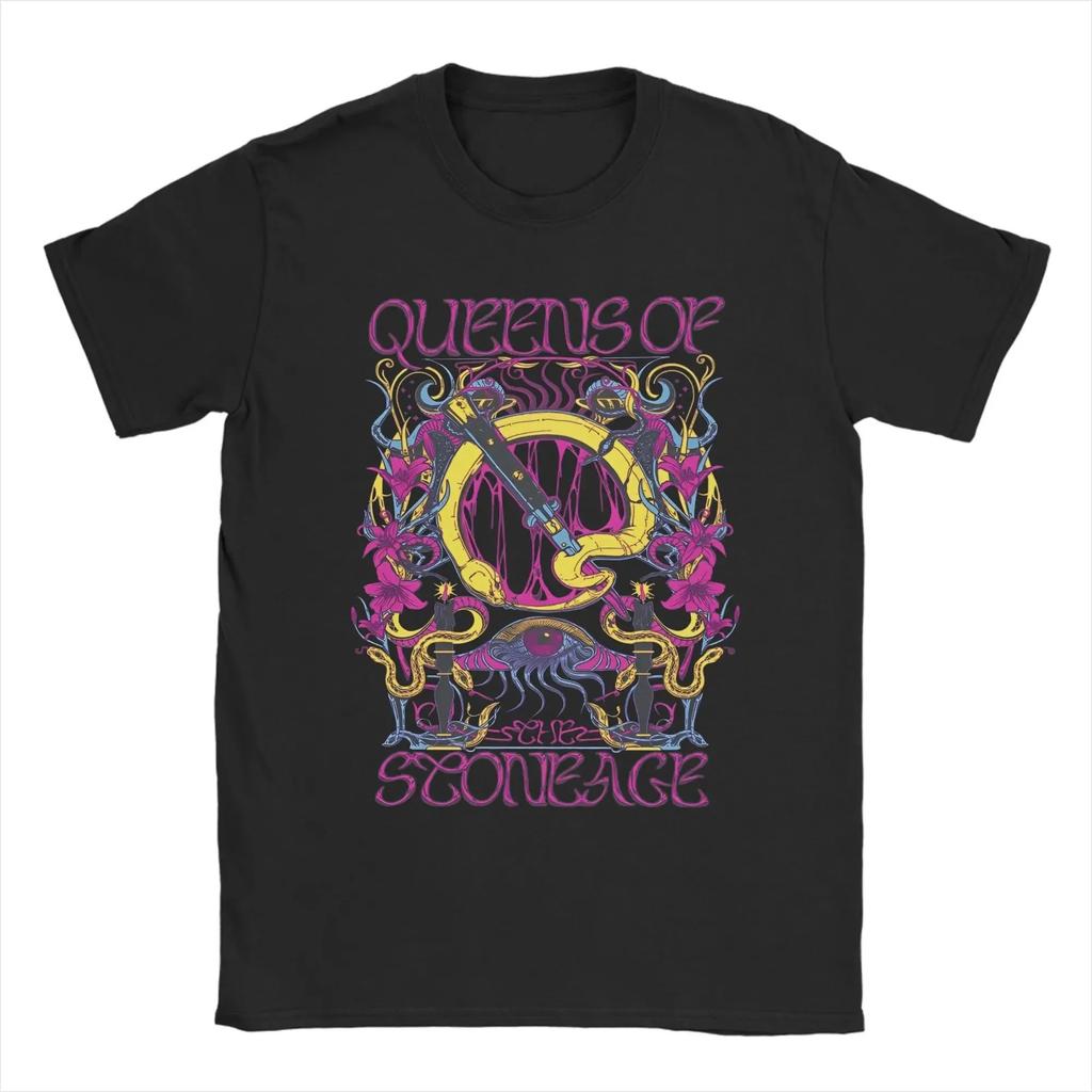 Футболка с графическим принтом Queens of The Stone Age Популярные Топы с коротким рукавом Уличный стиль Пляжная Хлопковая Самая продаваемая Оверсайз футболка