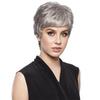 Synthetic Natural Dark Grey Hair Old Lady Wig Pixie Cut Wigs for Women Dark Root Ombre Wigs Short Straight Mommy Wig with Bangs
