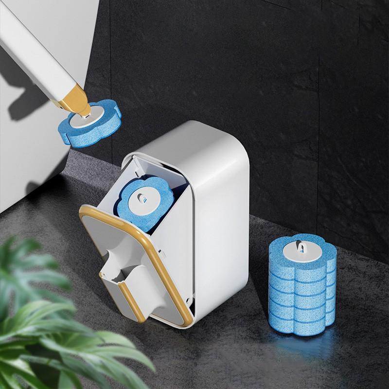 Набор для чистки унитаза Набор туалетной щетки с длинной ручкой с настенным ящиком для хранения 12 ароматерапевтических насадок для освежения