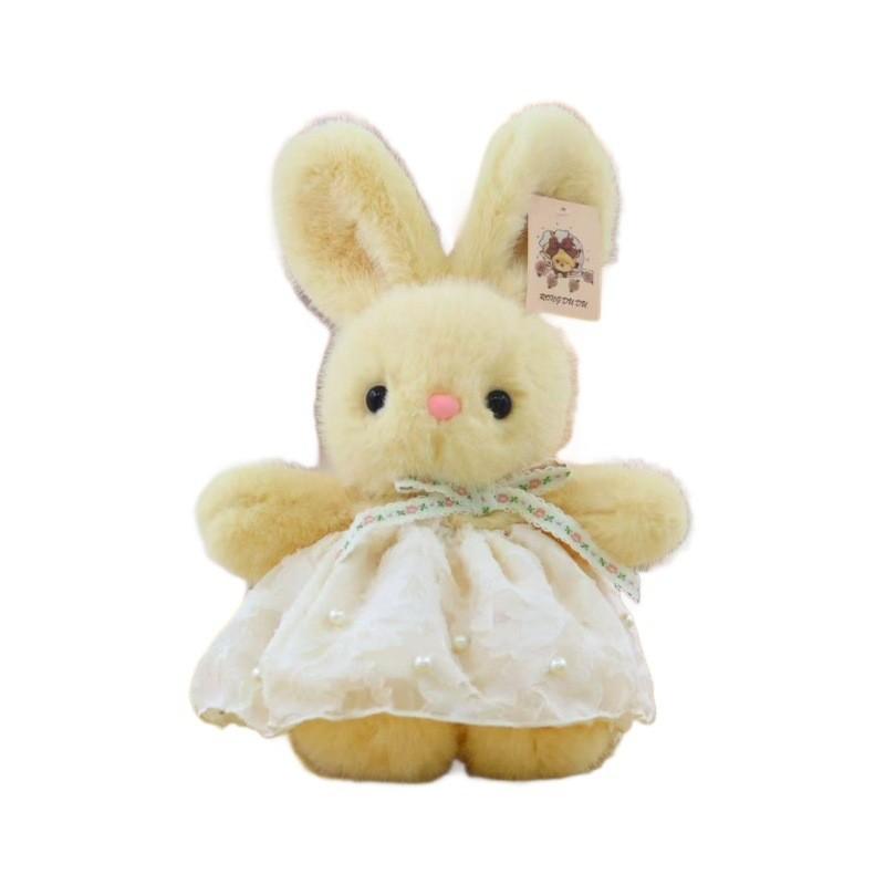 Pearl Rabbit Gauze Skirt Plush Doll With Butterfly Bow Animal Toy Birthday Gift