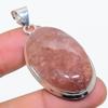 Strawberry Quartz Gemstone 925 Solid Sterling Silver Jewelry Pendant 1.97" SU-10299