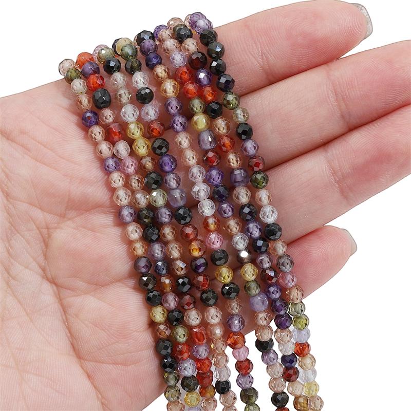 120 шт. Натуральные многоцветные цирконы огранки круглые бусины для изготовления ювелирных изделий своими руками, браслетов, серег