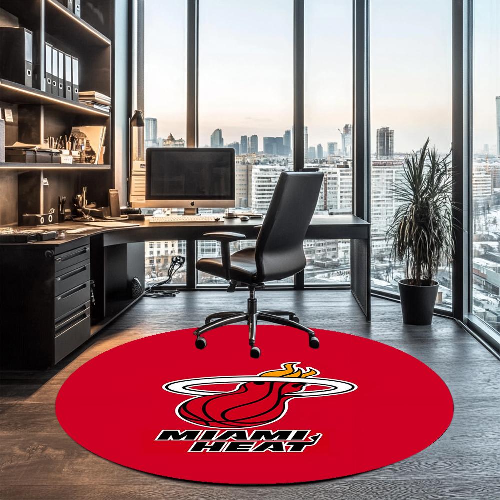 Miami Heat Printed Round Rug Carpet Chair Rug Area Rug Entryway Doormats,for Office Chair Living Room Bedroom Kitchen Room.