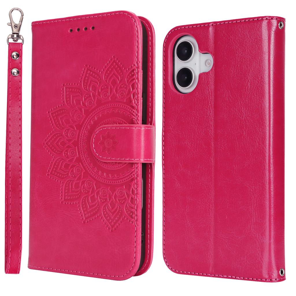 Чехол-подставка для iPhone 16, текстурированный кожаный чехол-кошелек для телефона с ремешком