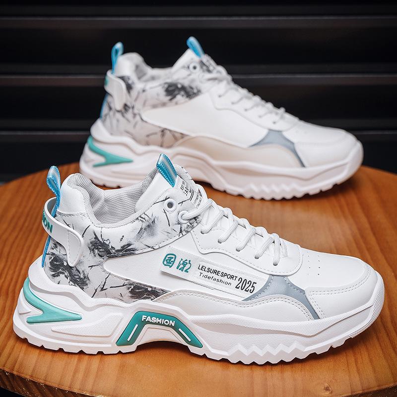 Мужская обувь осень новая толстая подошва нескользящая износостойкая увеличивающая рост папины кроссовки мужская модная повседневная универсальная спортивная трендовая обувь