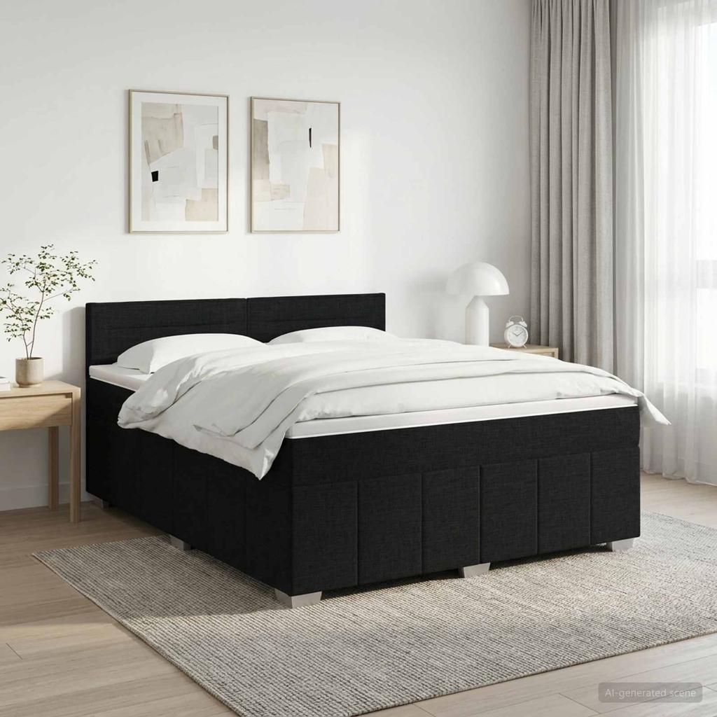 Box Spring Bed with Mattress Black 140 x 190 cm Fabric