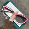 Men's and Women's Photochromic Presbyopia Glasses Colour Blocking Cat-eye Fashion Large Frame Anti-blue Light Reading Glasses