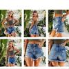 2023 Casual Hole Ripped Blue Shorts Summer High Waist Loose Short Pants Comfort Pocket Denim Shorts Pantalon Vintage Mujer 25671