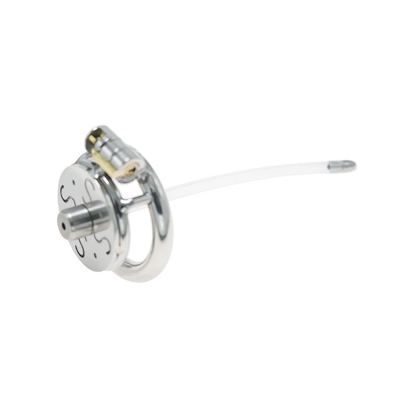 Новый замок целомудрия из нержавеющей стали плоская пластина S полая с тонким 5 мм катетером устройство целомудрия клетка для пениса секс-инструмент