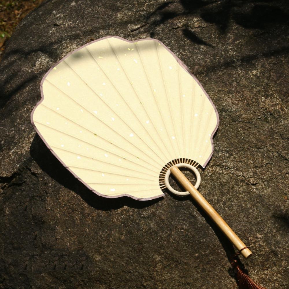 Handmade Japanese Style DIY Fan Bamboo Handle Round Fan Hand Painted Fan  Painting Creation