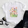 (Asian Size)Tee Top Fashion Flower Lovely Sweet Trend 90s Women Print Lady T Shirt Clothing Casual Short Sleeve Female Graphic T-shirt