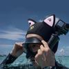 1PC Women's Cat Ear Diving Cap Neoprene Diving Cap Waterproof Cap Diving Suit Cap Swimming Snorkeling Cap