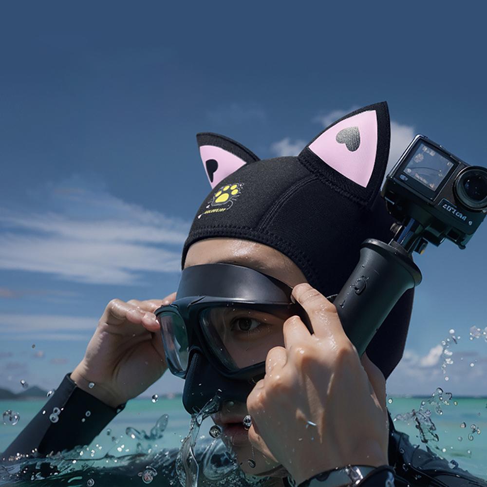 1PC Women's Cat Ear Diving Cap Neoprene Diving Cap Waterproof Cap Diving Suit Cap Swimming Snorkeling Cap
