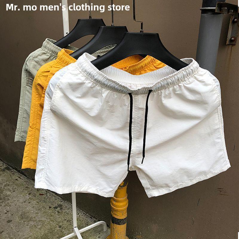 Мужские модные быстросохнущие корейские пляжные шорты карамельного цвета