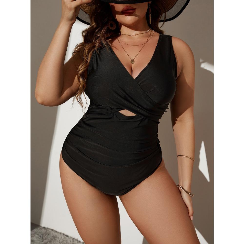 New New Sexy Suit One-piece Swimsuit Solid Color Plus Size Swimsuit