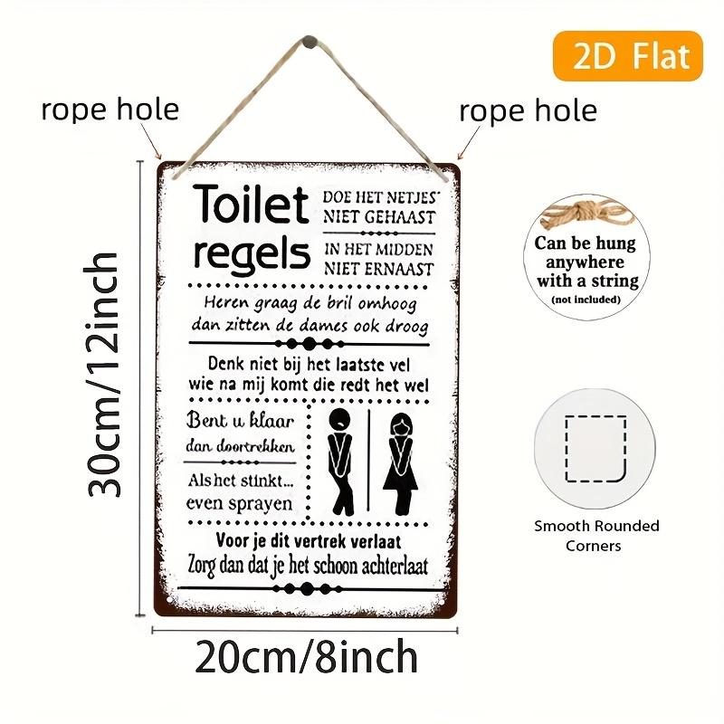 Funny Dutch Bathroom Rules Vintage Iron Sign x Inch Durable Rustic Perfect for Home Cafe Bar Garage Spaces D Flat