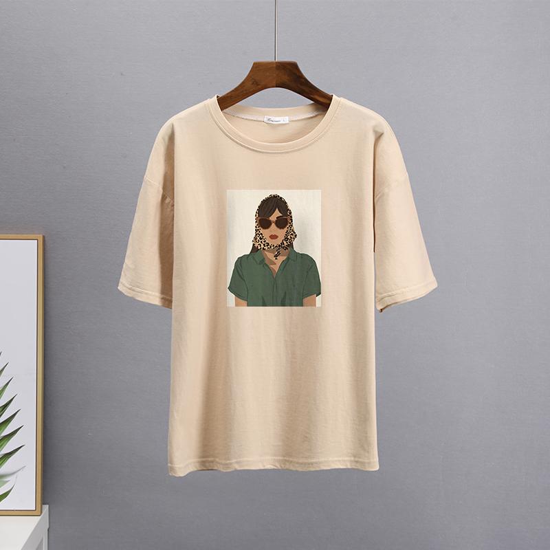 Hirsionsan летние футболки из 100% хлопка с принтом персонажей, женские повседневные простые базовые футболки, женские модные универсальные топы