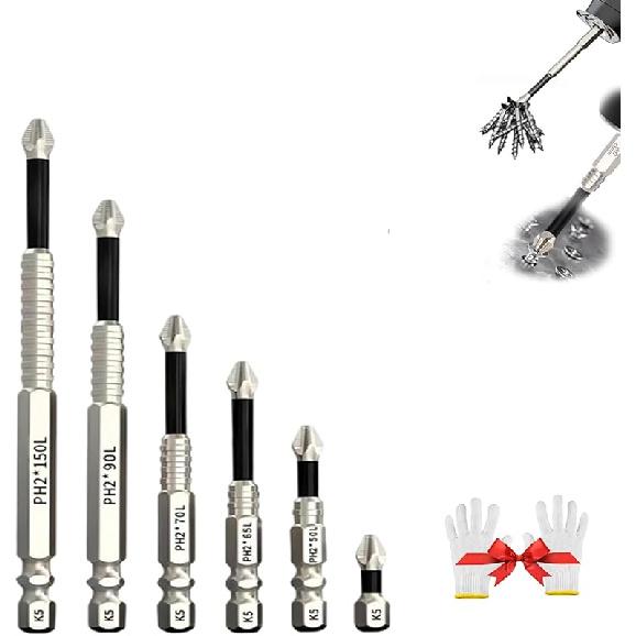 Набор сверл с магнитными отвертками, прочный набор сверл с отвертками, противоскользящий набор электрических отверток, идеально подходит для дома, гаража, DIY