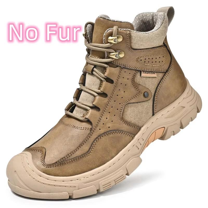 Men Lace-Up Mens Motocross Boots All-match Hiking Ankle Boots 2024 New Male Comfortable Sneakers Leather Fashion Walking Shoes