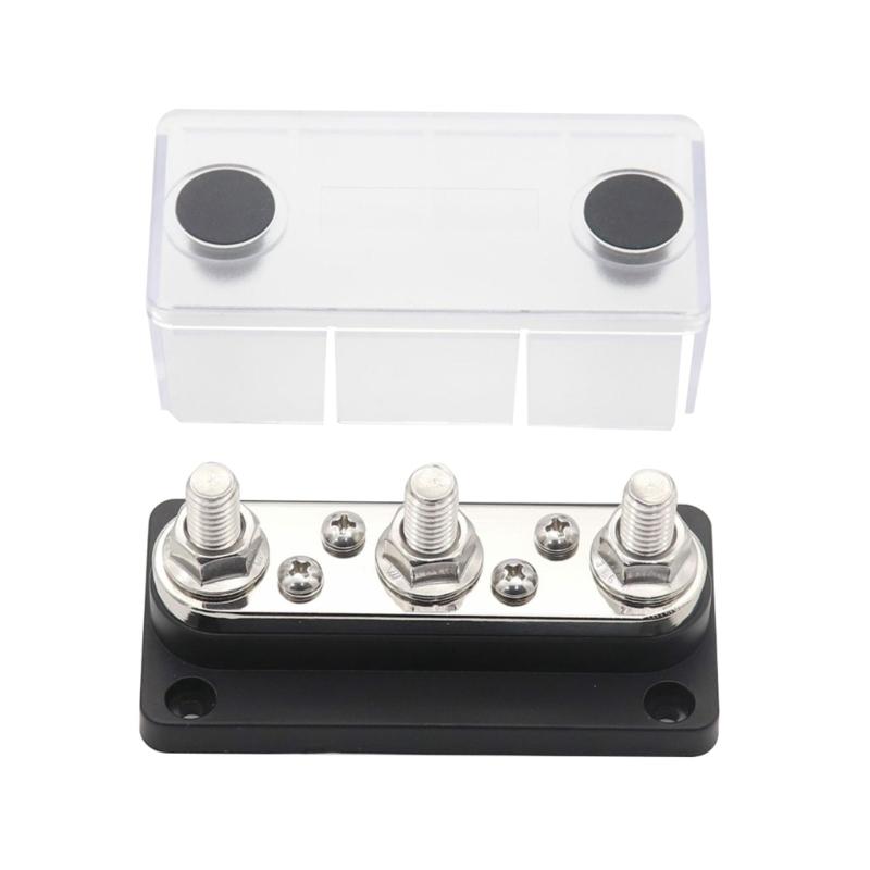 3 Post Power Distribution Block Bus Bar with Cover,300A Rating, Marine Bus Bar, Automobile, and Solar Wiring