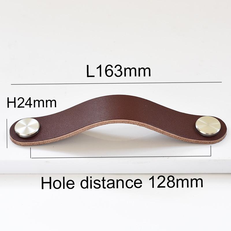 Nordic style Kitchen Furniture Handles Cabinet Pulls Closet Cupboard Wardrobe Door Knobs Thickening Leather Drawer Handle Silver