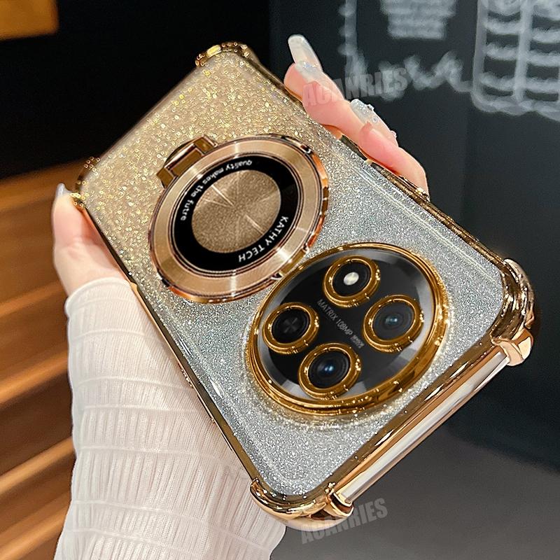 Magic7lite Роскошный чехол-держатель с блестками для Huawei Honor Magic 7 Magic7 Lite X9c Airbag Противоударный силиконовый чехол-подставка