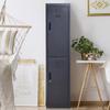 Locker Cabinet, 4-Tier, Metal, 2 Lockable Doors, 2 Keys, 38 x 46 x 180 cm, Black