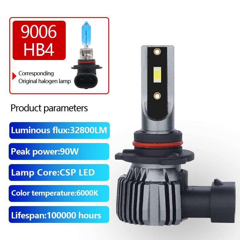 2 шт. Светодиодная лампа H1 H7 9006 HB4 для автомобильной фары Canbus противотуманная фара дневной ходовой свет 32800 лм 90 Вт CSP LED 6000K белый Plug and Play